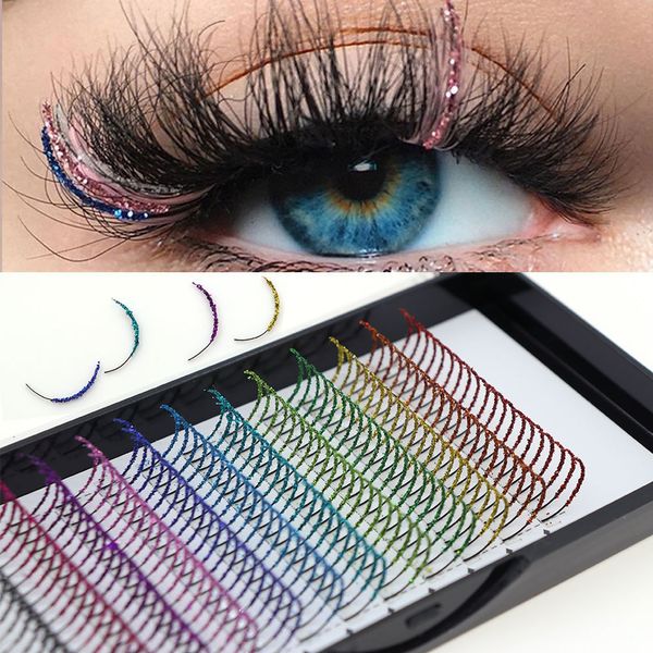 Faux Cils Mix 12Color Glitter Lashes Fluffy Stries Cosplay Maquillage Beauté Extension Individuelle Fournisseur En Gros 230627