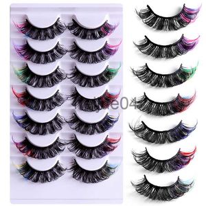 Faux Cils Mix 7 Paires Couleur Vison Faux Cils 8D Faux Naturel long Fluffy pour extension de cils Drama Doux Coloré faux cils maquillage x0802