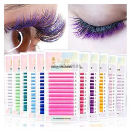 False wimpers Mix kleur wimperverlenging individuele faux mink ombre rood paars roze blauw gekleurde wimpers UV neon lash extensie cilio benodigdheden hkd230817