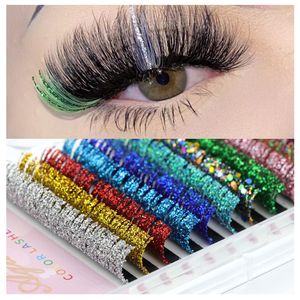 Faux Cils Mix Couleurs Glitter Cils Extension Mode Brillant Coloré Cils Volume Russe Cils Individuels Pour Maquillage Fournitures 230530