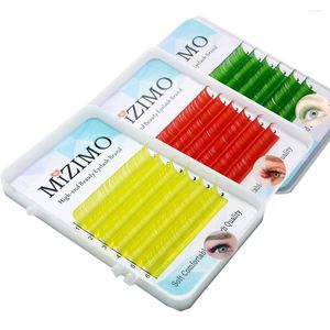 Faux cils MIZIMO couleur greffage cils 0.07/0.1mm 8-15mm rouge jaune vert artificiel vison Extension de cheveux