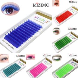 Valse Wimpers MIZIMO Kleur Make Wimper 8-13mm Lange Gemengde Kunstmatige Nertsen Haar Blauw Rood Paars Groen geel Wimper Extension Tool 230703