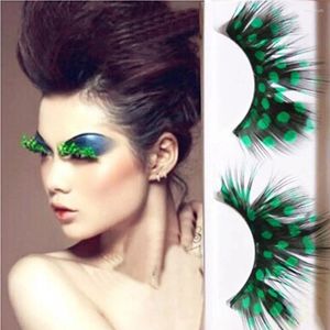 Valse Wimpers Multi Kleurrijke Creatieve Veren Overdreven Drama Podium Maskerade Partij Gespikkelde Dikke Borstelige Ogen Make-Up Tool