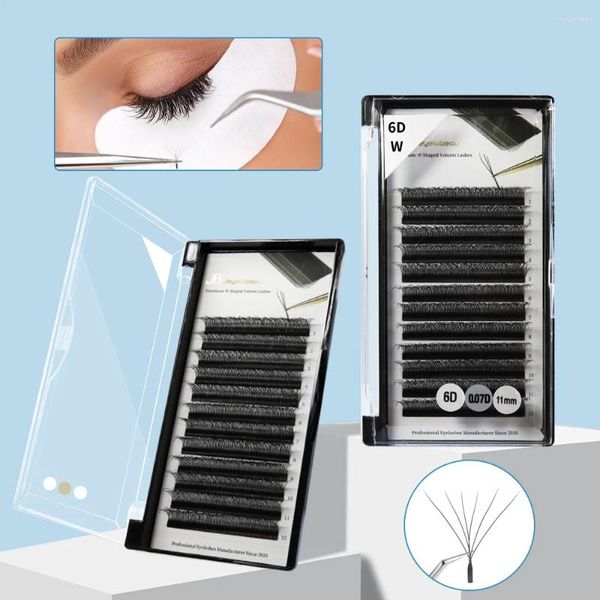 Pestañas postizas naturales 6D W forma pestañas extensión dos puntas 3D prefabricado volumen ventilador Faux Cils extensiones de pestañas suministros C/D