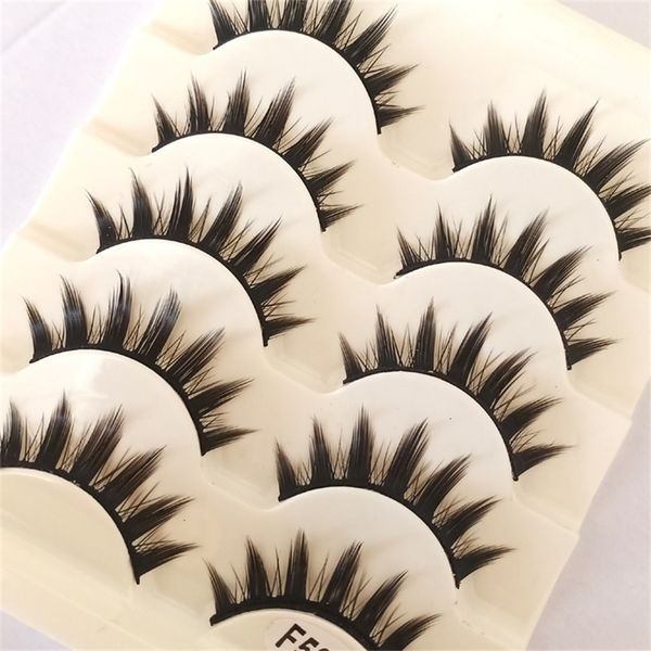 Pestañas postizas Natural Long Cosplay Makeup Cross Strip Black Eye Lashes y Cat 5 pares 230530