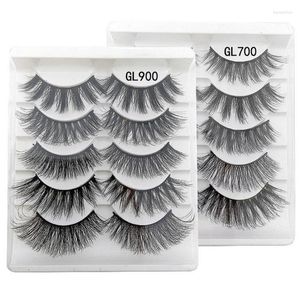 Pestañas falsas conjuntos naturales 3D Mink Hair Eyelash grueso Extensión larga ojo de maquillaje para mujeres Drop 5 pares