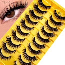 Pestañas postizas Nuevas 10 pares de pestañas de gato 3D Pestañas falsas naturales Fluffy and Soft Cross Comic Eyelashes Wispy Natural Eyelash Extension Makeup D240508