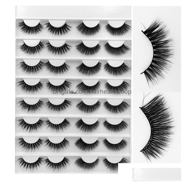 Faux de cils nouveaux 16 paires mtipack fausse vison 3D Fiffire Wispy Fluffy Lashes Natural Makeup Tools Eye Drop Livroting Health Beau Dhyrq