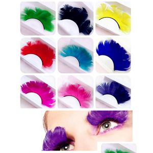 Faux Cils Nouveaux Festivals De Plumes Colorf Stage Léger Surlongueur Couleur Pure Cring Une Paire Drop Delivery Santé Beauté Makeu Dhbq2