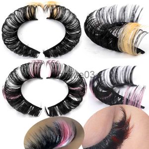 Valse Wimpers Nieuwste Twocolor D krul Valse Wimpers Rood Roze Mix Dramatische 3D Mink Gekleurde Wimpers Voor Poppen Ombre Regenboog Kleur Clis x0630