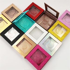 Multi Colors False Wimpers Verpakkingsdoos Fake Eye Washes Boxes Aangepaste Logo Glitter Kleine Square Boxs Gratis schip 30