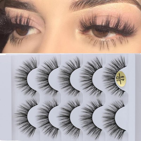 Faux cils paires 3D Faux vison cheveux drame Wispies Fluffies naturel long doux à la main maquillage sans cruauté LashesFalse Harv22