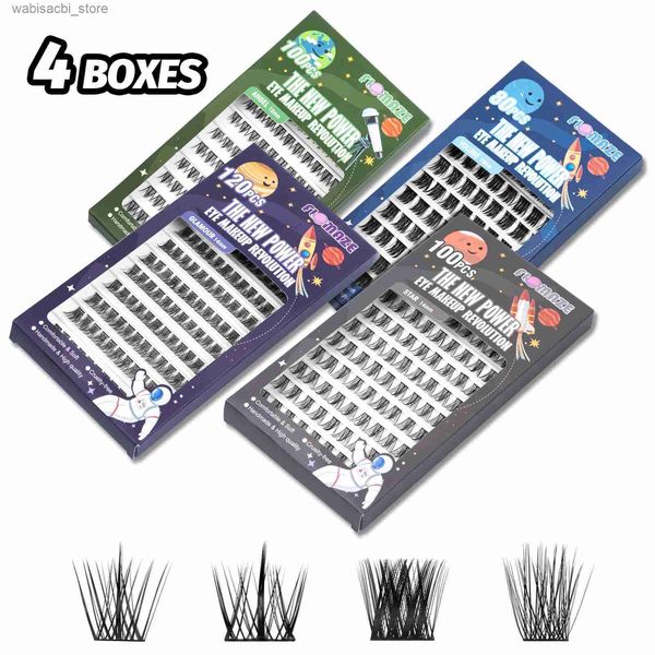 Faux-cils Cils en grappe personnels 400 pièces 3D cils bouclés moelleux bricolage segmenté extension de cils bundle naturel faux cils 24327