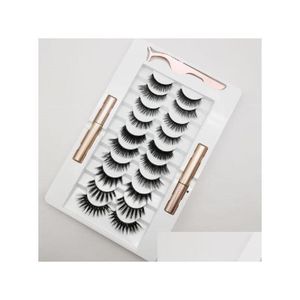 Faux cils pestanas Magnetic Cils Set Faux 2 Eyeliner liquide Adda Twezer 3D MAGNET CIL