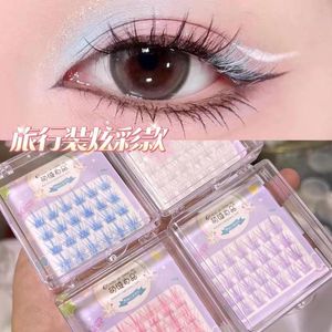 Valse Wimpers Roze/Wit/Blauw/Paars Gekleurde Wimper Clusters Manga Wimpers Natuurlijke Lange Faux Bunche Make-up