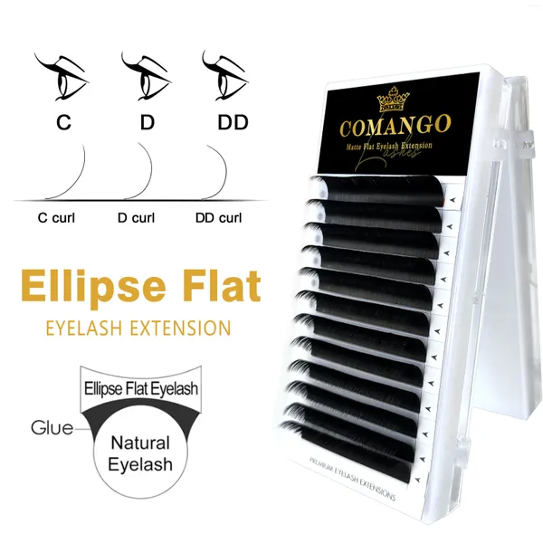 Faux cils premium ellipse individus lashes extension mate haute rétention 8-15 mm c / d / dd divisé en gros soft