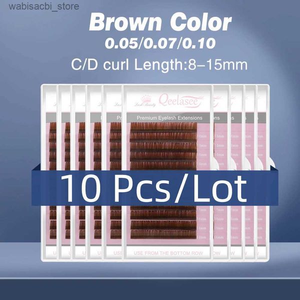 Faux-cils Qeelasee 10/20 plateaux couleur marron Extensions de faux cils vison brun matériel de cils Maquiagem Cilios maquillage doux vison cils 24327