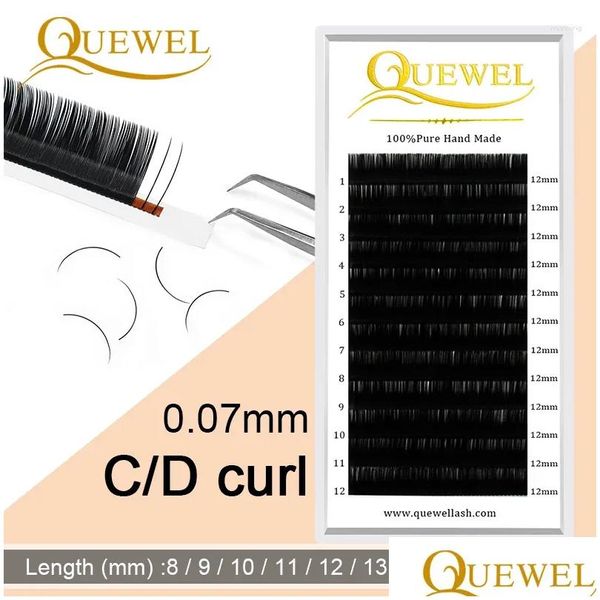 Faux-cils Quewel 0.07mm Extension de cils 12 lignes/plateau 8-15 mixte C/Cc/D Curl soie Volume cils maquillage Faux vison goutte Deliv Otytx