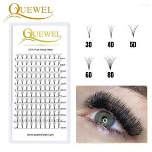 Valse wimpers Quewel 3D/4D/5D/6D/8D PREMAME VOLUME Fans Lashes C/D Curl Fluffy Short STEM Russische verlengstukken