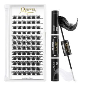 Valse wimpers Quewel s Kit Bond en Seal Lash Glue 72 stks DIY Lashes Clusters Segment Eye 230809