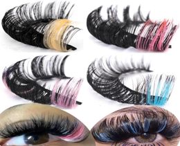 False wimpers Roodblauw Purple Pink Mix 3D Mink gekleurde ombre Vegan Strip Lashes Natuurlijke dramatische pluizige kleurrijke Cilias Party265284605