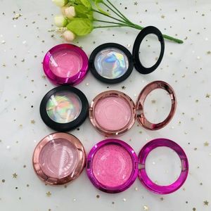 Faux cils boîte ronde cils vides avec plateaux colorés joli carton adapté 22mm 25mm vison emballage magnifique