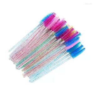 Faux cils Sdatter 50 pièces Extension de cils brosse à sourcils jetable Mascara baguette applicateur Spoolers cils cils pinceaux cosmétiques ensemble