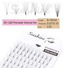 Faux cils Seashine fait à la main russe Volume Extension de cils 8- 18mm tige courte larges ventilateurs préfabriqués cils 3D-6D