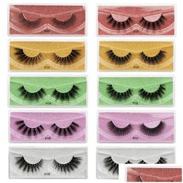 Faux cils Seshangpin Colorf cils 3D imitation vison cils 1 paire de faux naturels avec boîte épaisse 5 couleurs carte de base en gros Dhfnz