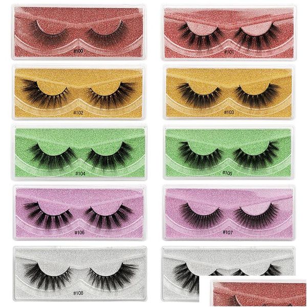 Faux Cils Seshangpin Colorf Cils 3D Imitation Mink Lashes 1 Paire De Faux Naturel Avec Boîte Épaisse 5 Couleur Base Carte En Gros Dhhr6