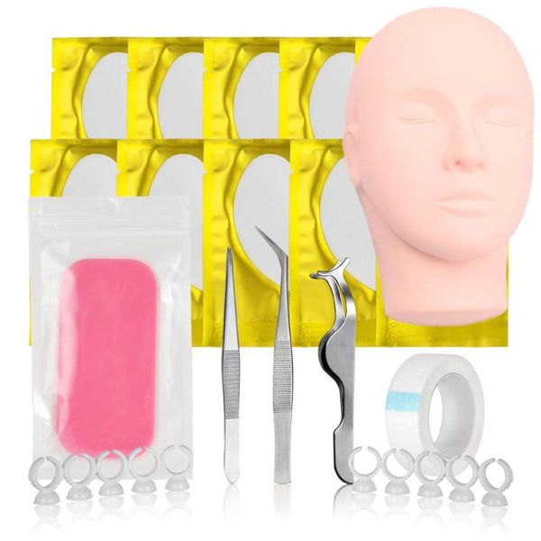 Faux cils Set pour rallonges de cils Kit de rallonge de cils Mannequin Lashes Dummy Head Pratique Accessoires Fournitures