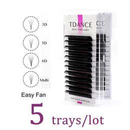 Valse wimpers TDANCE 5 trays/lot Easy Fan Bloom Valse wimperverlenging Austomatische bloei Snelle zelfmakende volumewimpers Make-up wimper 231128