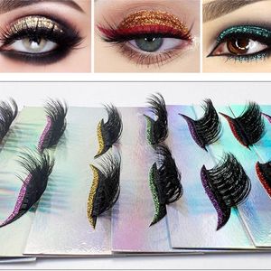 Valse Wimpers Dikke Rommelige Wimpers Met Glitter Eyeliner Wimpers Stickers Podium Herbruikbare Dubbele Ooglid Sticker Cat Eye Make-Up