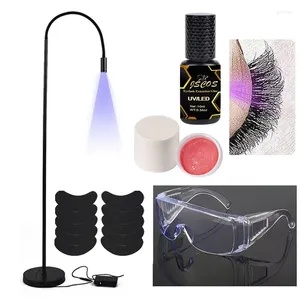 Lampe UV pour faux-cils, Kit d'extensions de cils, dissolvant de colle, Extension de cils avec outils de beauté à séchage rapide