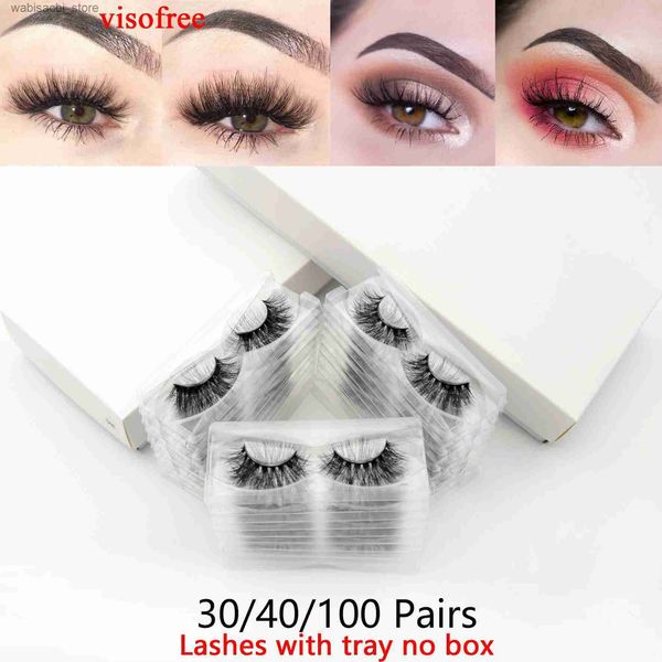 Faux-cils Visoflee 30/40/100 paires de cils de vison 3D avec plateau sans boîte cils complets faits à la main vison faux cils maquillage cils24327
