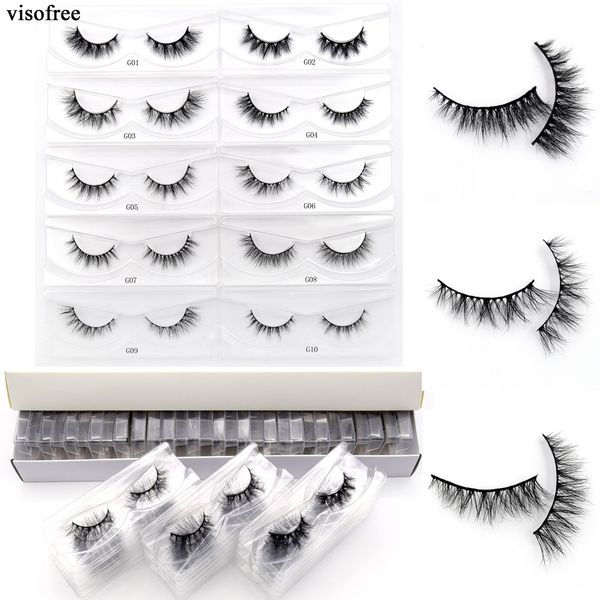 Faux Cils Visoforee 30/60/100 double martre sans boîte Cils de martre 3D courts martre naturelle Faux cils en vrac sans cils de maquillage cruels 230728