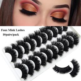 Pestañas falsas Visofree 5paris10pairs Faux Mink Maquillaje Cils Hecho a mano Falso Venta al por mayor Extensión gruesa T04 231012