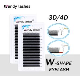 Valse wimpers W Shape Lashes Extension 3D Premade Volume Fan Fake Makeup Supplies Wendy Hoge kwaliteit natuurlijke look Lash Extensions 230904