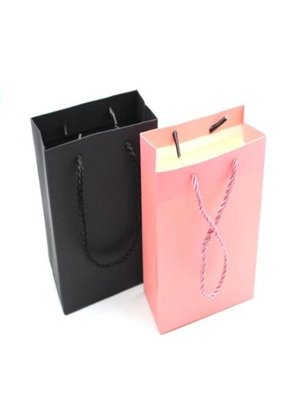 Sacs cadeaux entiers pour faux cils, 51020304050 pièces en vrac, sac en papier rose et noir avec poignée 3252583