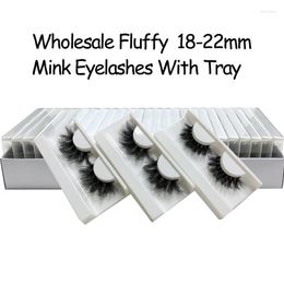 Faux Cils Wholeasle Fluffy 18-22mm Cils Seulement Avec Plateau Volume 3D Real Mink Lashes Maquillage Extension À La MainFalseFalse Harv22