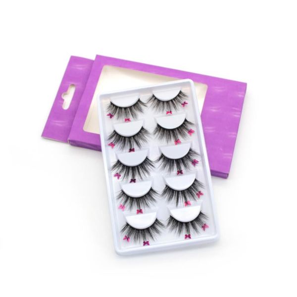 Faux Cils En Gros 5 Paires Lot Papillon Cils Longueur Naturelle Maquillage Cosmétiques Cils Packs Avec Papillons Sur ThemFalse