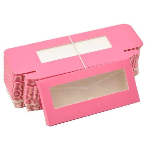 Pestañas postizas Venta al por mayor 50 / pcs Caja de embalaje de pestañas de papel Pestañas Logotipo personalizado Faux Cils 25 mm Mink Pink Cases