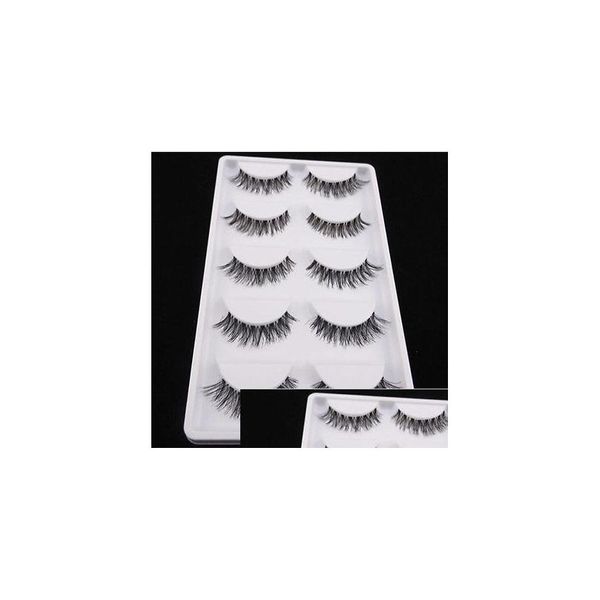 Faux cils en gros-60 paires de nouvelles femmes Lady Lot Black Cross Faux Cils Doux Long Maquillage Eye Lashes Extension Drop Delive Dhmmr