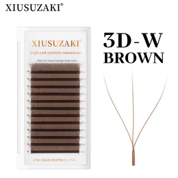 Faux cils Xiusuzaki Brown 3D Extensions en forme de W 3 Astuce C / D Curl Lash idividual de haute qualité