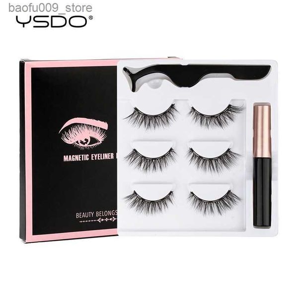 Pestañas postizas YSDO 2/3 PCS Pestañas magnéticas Natural 3D Mink Pestañas postizas Pestañas magnéticas cortas Delineador de ojos líquido Conjuntos de pinzas Herramientas de maquillaje Q230908