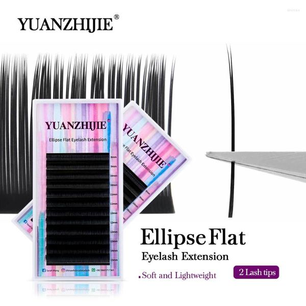 Faux cils yuanzhijie mate ellipse ceux plats 8-15 Longueur de mélange c / d curl 0,15 0,20 épaisseur