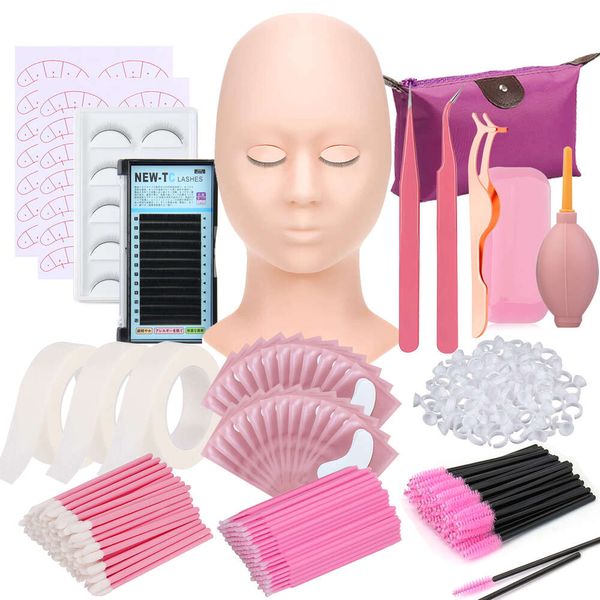 Falso kit establecido para pincel para principiantes pinchazas anillo de pegamento almohadilla de ojos de ojo suministros accesorios
