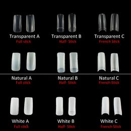 Faux ongles acrylique UV Gel faux ongles 100 pièces naturel/transparent demi-couverture manucure Nail Art conseils Extension