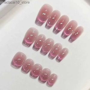 Faux ongles 10 pièces portant des faux ongles faux ongles pur fait à la main Bayberry glace pilée Kit d'amélioration des ongles gratuit Q240122