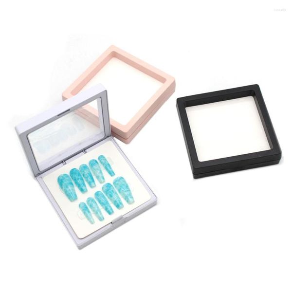 Faux ongles 10 pièces boîte à ongles vide Transparent PE Film emballage avec carte en gros blanc/rose/noir 9x9cm presse sur